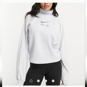 NIKE Air Sweatshirt Turtleneck Corduroy Fleece Sweater High Neck, Platinum, XL